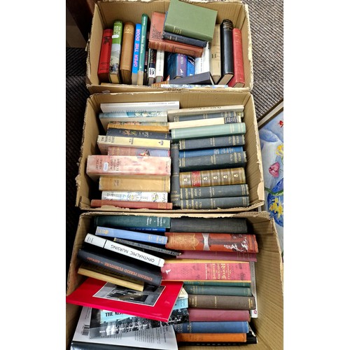 351 - Three boxes of assorted books to include Scottish history, outdoors, etc