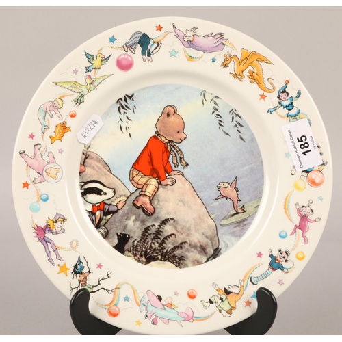 185 - Rupert Bear Wedgwood children's plate, another plate, and a bear design cup and saucer