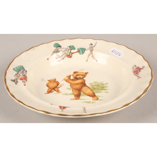 185 - Rupert Bear Wedgwood children's plate, another plate, and a bear design cup and saucer