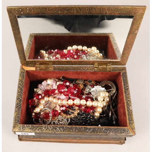 105 - Vintage costume jewellery in jewellery box