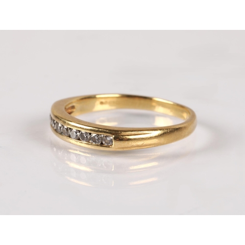 119 - 18ct gold half eternity bound set with diamonds, 2.6g, ring size L