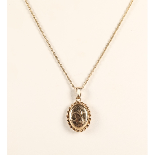 154 - 9ct gold locket necklace, 3.9g