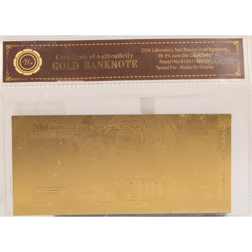 159 - South African Reserve Bank Nelson Mandela '24K gold' banknote in presentation sleeve