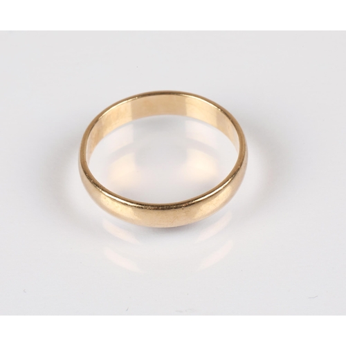 88 - 9ct gold plain wedding band, makers B Brothers, ring size I, 1.3g.