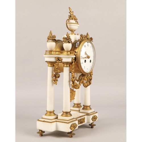 258 - White marble with gilt swags mantle clock