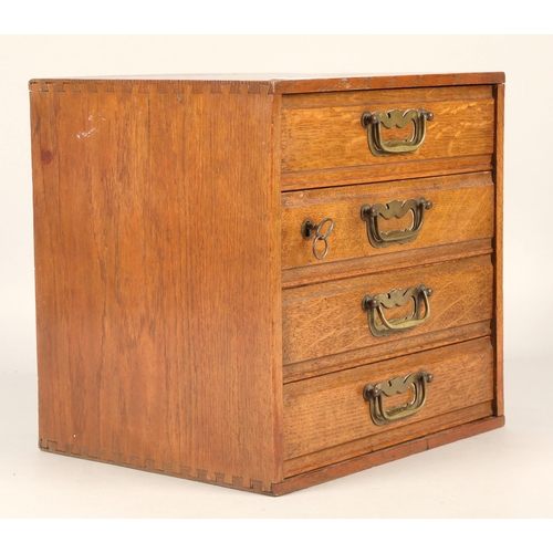 546 - Oak four-drawer desktop filing / collectors cabinet, 31cm h x 31.5cm w x 26cm d