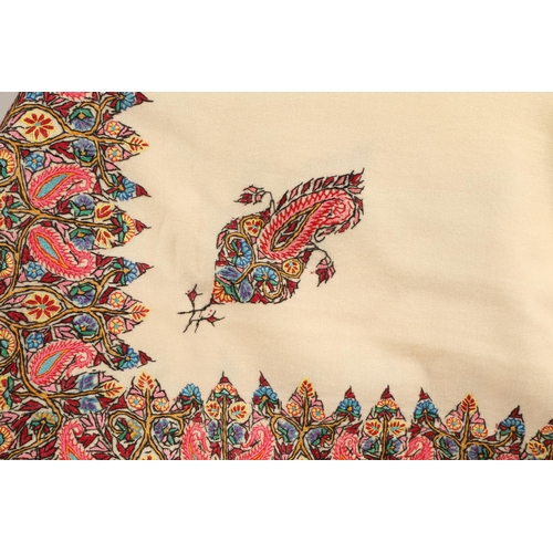 640 - c. 1920s. hand embroidered Paisley design Indian cashmere shaw