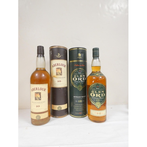 58 - Glen Ord 12 years old single malt scotch whisky, 1 Litre, 40% vol, with Aberlour 10 years old pure s... 