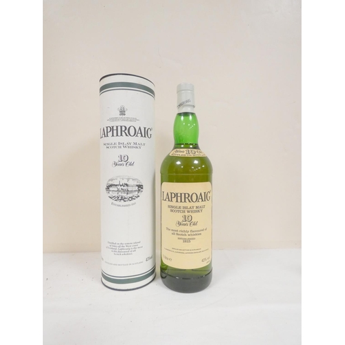 59 - Laphroaig 10 years old single Islay malt scotch whisky, 1 Litre, 43% vol, tubed.