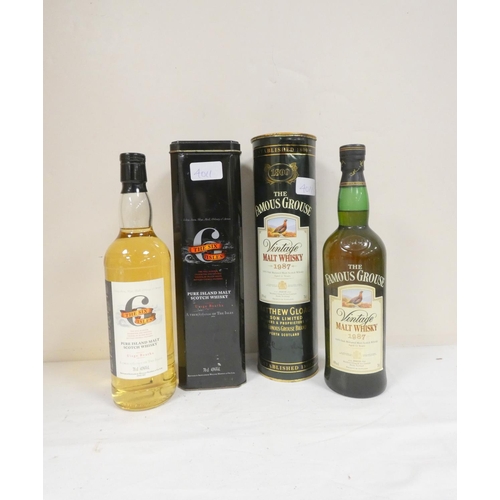 60 - The Famous Grouse Vintage 1987 12 years old malt whisky, 70cl, 40% vol, tubed, with The Six Isles pu... 