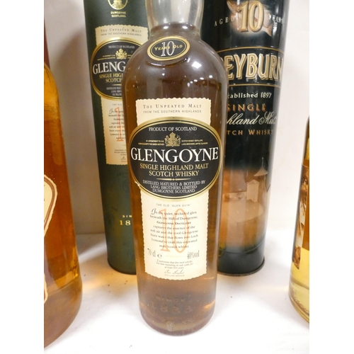 61 - Auchentoshan 10 years old Lowland single malt scotch whisky, 1 Litre, 43% vol, with The Glengoyne 10... 