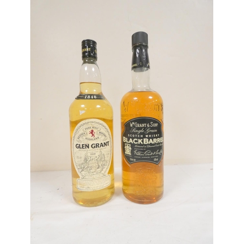 68 - Glen Grant pure malt scotch whisky, 1 Litre, 40% vol, with Black Barrel single grain scotch whisky, ... 