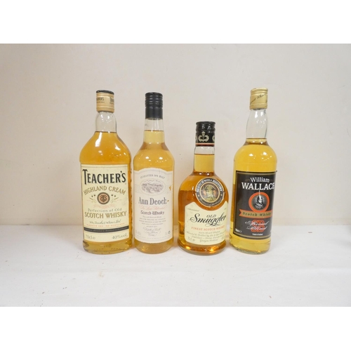 69 - Four bottles of blended scotch whisky, Teacher's Highland Cream, William Wallace, Ann Deoch, and Old... 