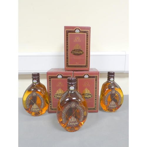 71 - Three bottles of Dimple 15 years old blended scotch whisky, Selected blended and bottled by J. Haig ... 