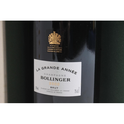 1447 - Three bottles of Champagne to include BOLINGER La Grande Annee 2000 Brut Champagne 75cl 12% abv. box... 