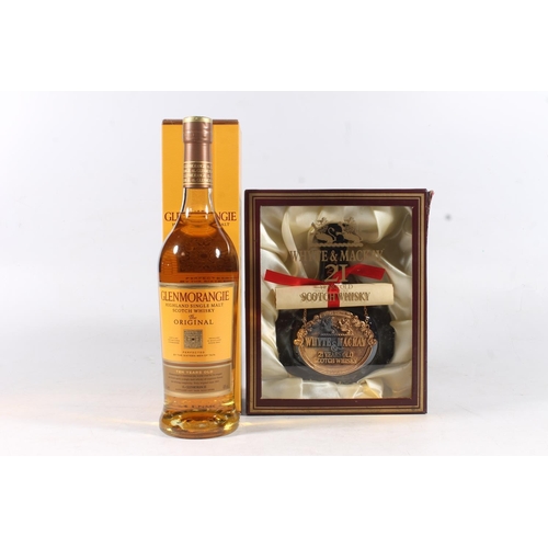 1449 - WHYTE & MACKAY 21 year old blended Scotch whisky, bottled in glass decanter with scroll, 75cl 40... 