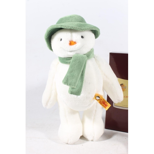 1249 - Steiff 690181 Snowman 32cm tall, no box, and Steiff A1667 1905 Red Bear & 1927 Record Teddy Pewt... 