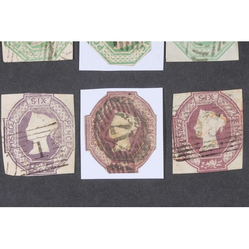 1514 - GREAT BRITAIN GB Queen Victoria QV embossed issue stamps 1847-54 comprising three 6d dull lilac or p... 