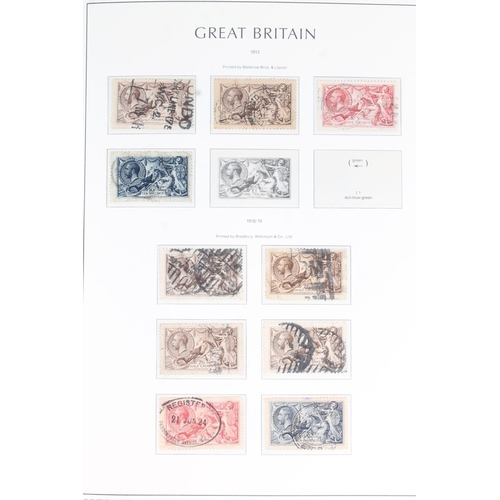 1525 - GREAT BRITAIN GB stamp collection held in a green leatherette covered Leuchttrum Perfect slip case a... 