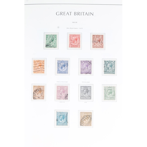 1525 - GREAT BRITAIN GB stamp collection held in a green leatherette covered Leuchttrum Perfect slip case a... 