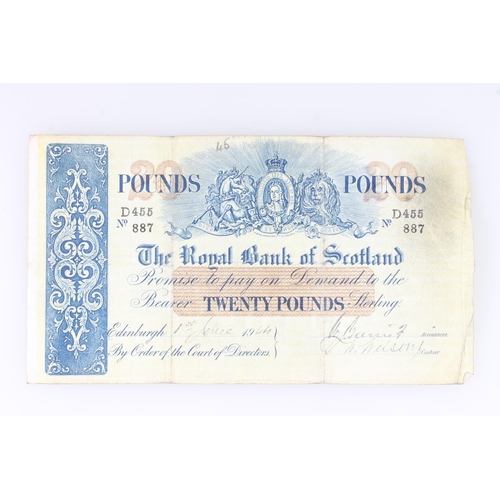 1540 - THE ROYAL BANK OF SCOTLAND, £20 twenty pound banknote, 1st June 1944, D455/887, Barnet? and Wi... 