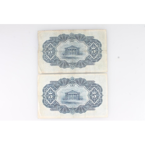 1552 - THE COMMERCIAL BANK OF SCOTLAND LIMITED, two £5 five pound banknotes, 3rd March 1942, 14/A 19259 and... 