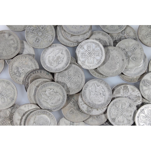 1585 - UNITED KINGDOM 500 grade silver coins 1920-1946 from circulation comprising 51 florins, mixed grade,... 