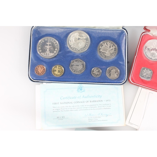 1590 - Franklin Mint BARBADOS eight coin proof year set 1973 comprising silver proof ten dollars $10 [925 g... 