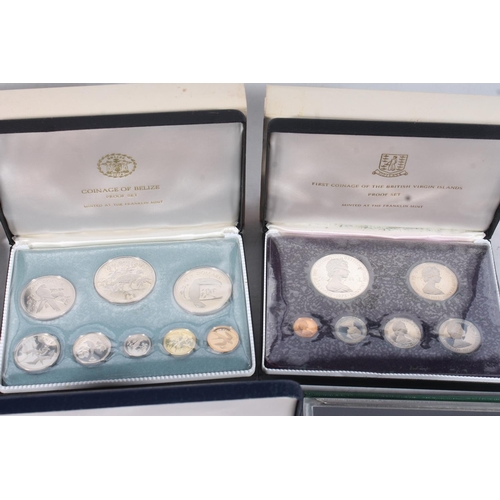 1592 - The Franklin Mint BRITISH VIRGIN ISLANDS five coin proof year set 1973 with silver $10 etc. BELIZE e... 