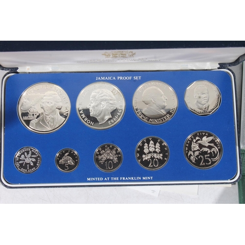 1592 - The Franklin Mint BRITISH VIRGIN ISLANDS five coin proof year set 1973 with silver $10 etc. BELIZE e... 