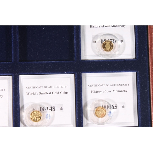 1631 - Eight Windsor Mint small gold coins from the History of Our Monarchy and World's Smallest Gold Coins... 