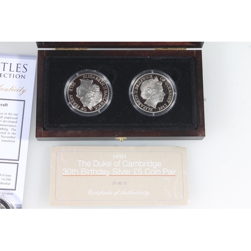 1642 - Westminster Mint HRH The Duke of Cambridge 30th Birthday Silver £5 Coin Pair coin set comprisi... 