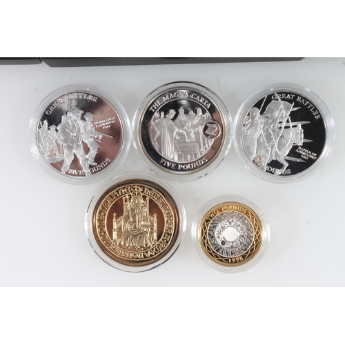 1666 - Westminster Mint silver proof coins to include JERSEY 'Great Battles' five pounds £5 2009 x2, ... 