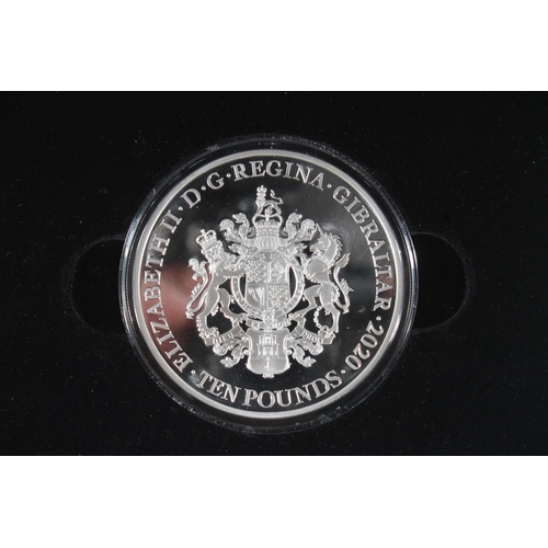 1667 - GIBRALTAR Queen Elizabeth II 5oz silver proof 32 crown (ten pounds) medallion 2020 [999 pure silver,... 