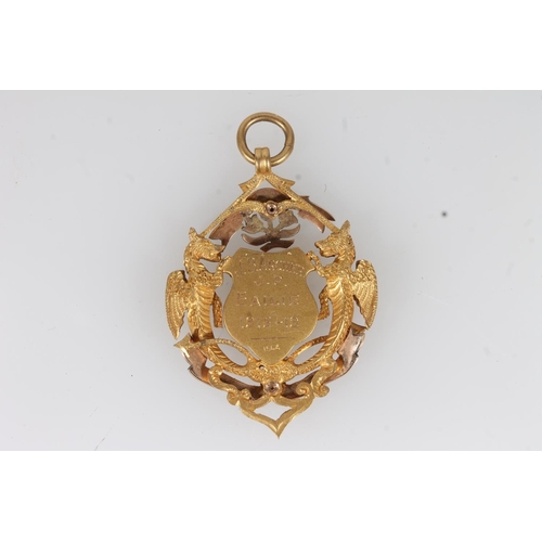 1772 - Dundee interest, a 15ct gold and enamel fob medal pendant in the form of the coat of arms of the cit... 