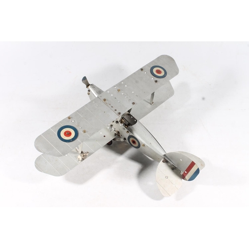 1406 - Vintage Meccano model of an RAF biplane, wingspan 47cm.