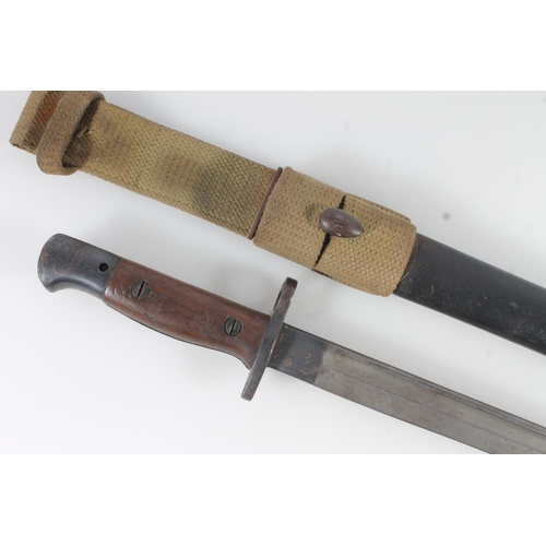 1825 - British 1907 pattern sword bayonet, the fullered blade with ricasso stamped 'SANDERSON 1907 12 15' f... 