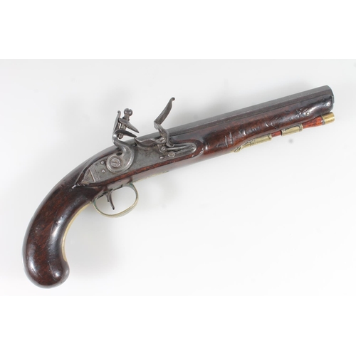 1835 - Antique flintlock pistol by Barnett having 20cm long unsighted tapering octagonal section barrel, ma... 