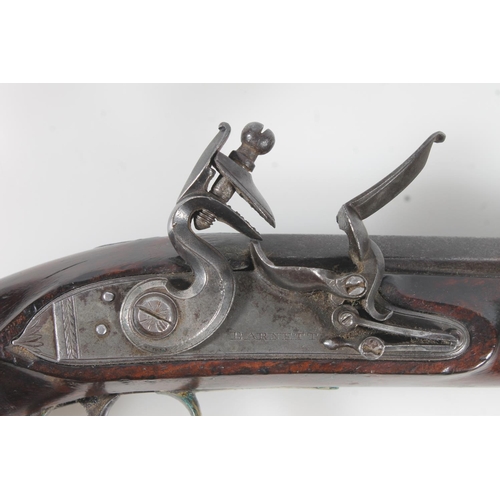 1835 - Antique flintlock pistol by Barnett having 20cm long unsighted tapering octagonal section barrel, ma... 