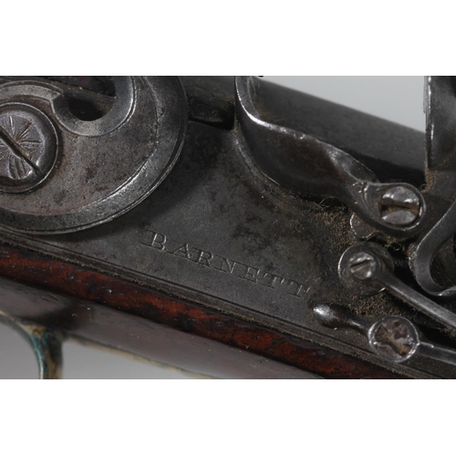 1835 - Antique flintlock pistol by Barnett having 20cm long unsighted tapering octagonal section barrel, ma... 