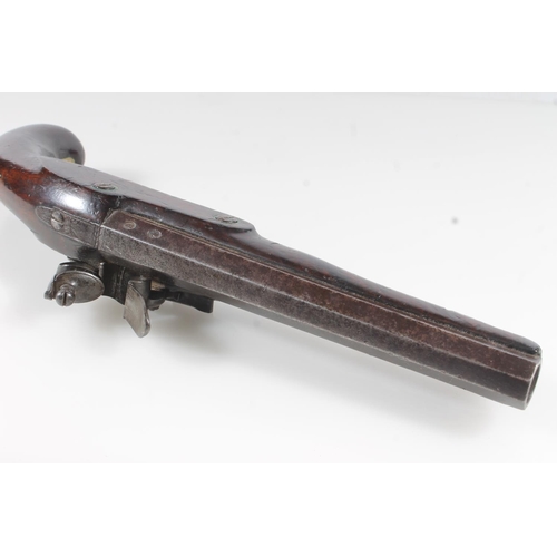 1835 - Antique flintlock pistol by Barnett having 20cm long unsighted tapering octagonal section barrel, ma... 