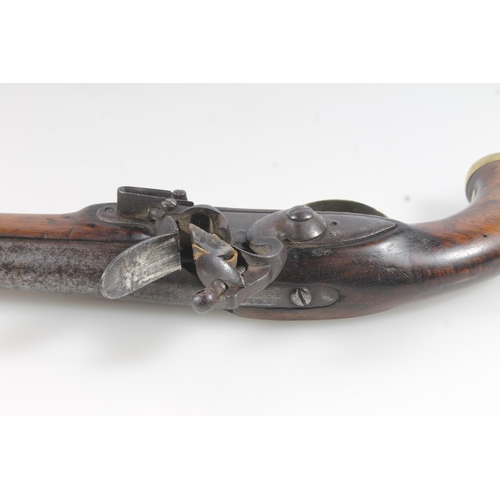 1837 - Early 19th century Belgian sea service flintlock pistol having 23cm long unsighted tapering circular... 