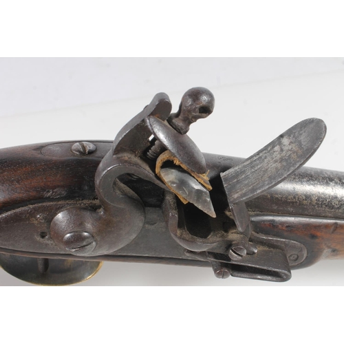 1837 - Early 19th century Belgian sea service flintlock pistol having 23cm long unsighted tapering circular... 