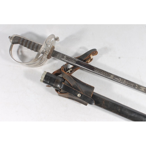 1833 - British dress sword in the 1854 pattern style, the piquet weight etched fullered blade with GRI cyph... 