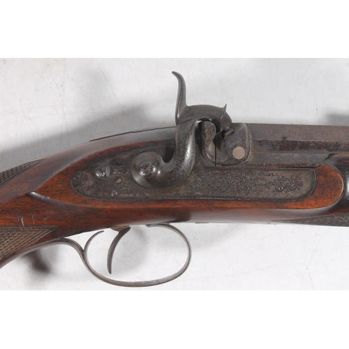 1838 - 19th century percussion cap rifle by J D Dougall of Glasgow, the tapering octagonal section barrel w... 