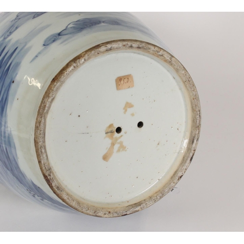 371 - Chinese blue and white porcelain large triple gourd vase, the lower section decorated with musicians... 