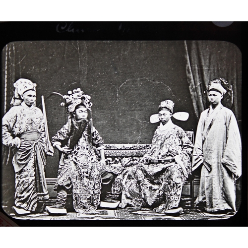 1486 - Magic Lantern Photographic slide collection, views of China and Chinese people, including small foot... 