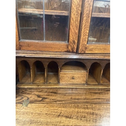 510 - Antique oak bureau bookcase.