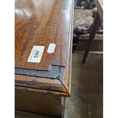 590 - 19th century mahogany graduated chest of four drawers, h 78cm, w 79cm, d 54cm.