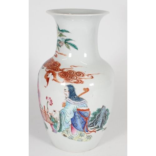 373 - Chinese Famille Rose porcelain baluster vase, the flared rim leading to a body decorated with immort... 